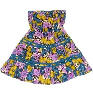 Elle Strapless Abstract Print Tiered Sundress Small